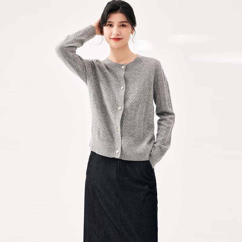 

Женский кардиган из 100% ягнячьей шерсти с круглым вырезом Золотая хризантема L