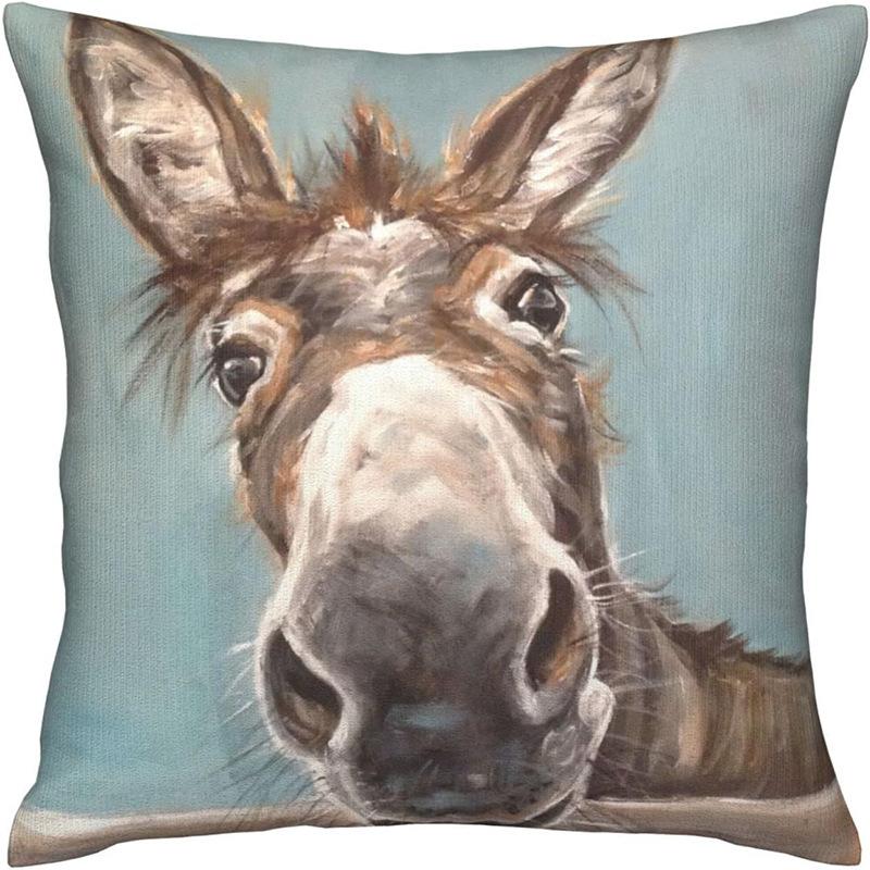 Creative Cartoon Cute Animal Print Linen Pillow Case Home Sofa Car Decoration Pillow