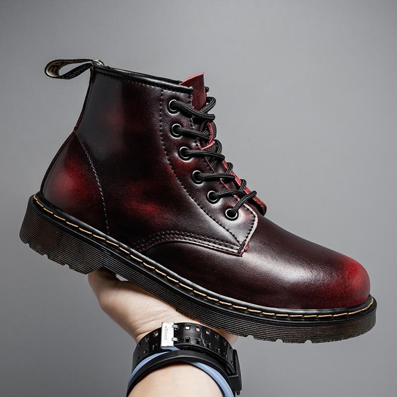 Autumn-Winter British Style Double-Lined Work Boots, Trendy and Stylish Winter Warmth-Packed Leather Boots with Padding