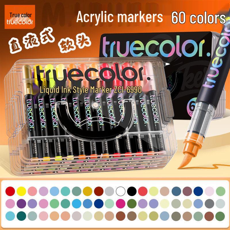 True Color Soft Tip Acrylic Watercolor Marker Pen for Kids - Ideal for Art, Journaling, and Doodling