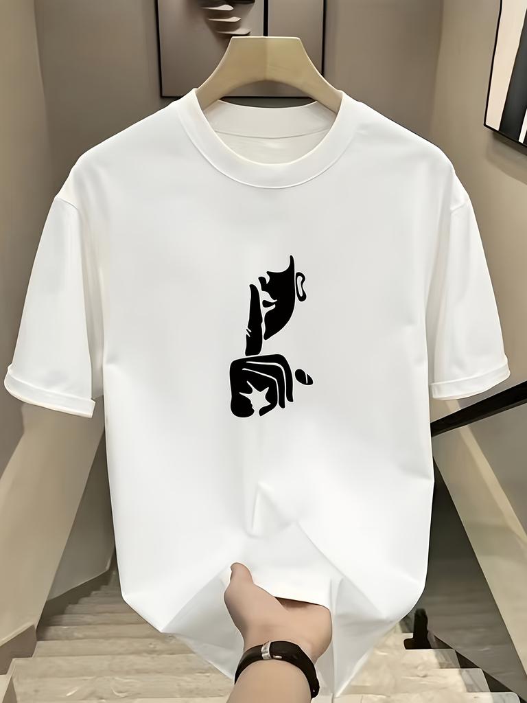 Fashion brand printed heavyweight Tshirt mens cotton shortsleeved loose casual summer new versatile top