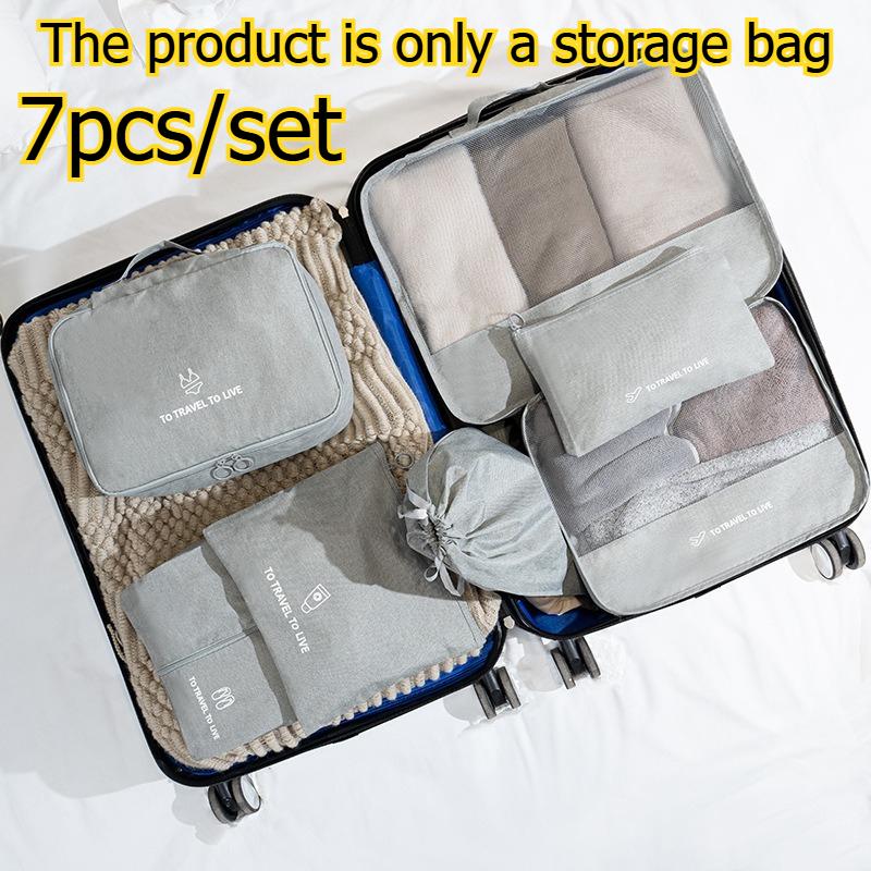 7pcs/set Travel Storage Bag Luggage Clothing Underwear Shoe Organizer Pouch Large Capacity Garment Travel Organizer Bag