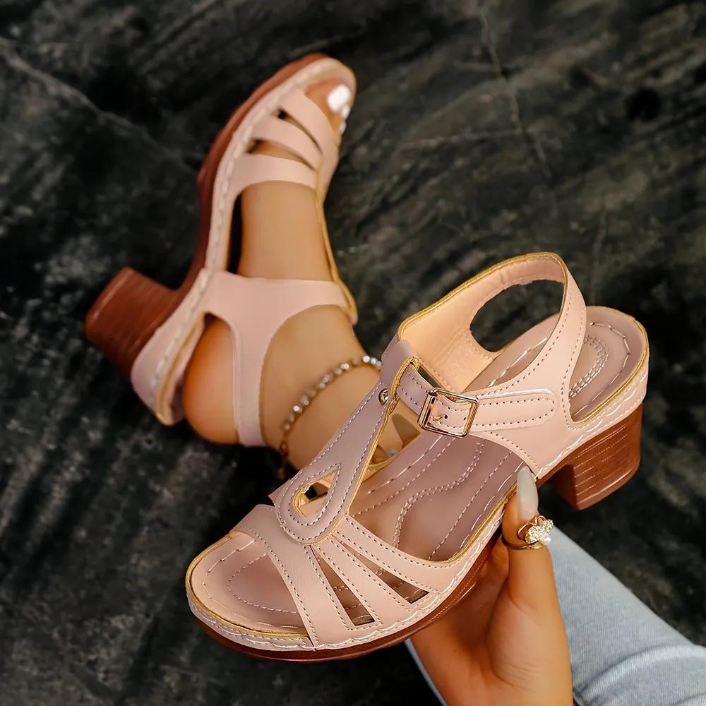 Women High Heels Sandals Light PU Leather Sandals Summer Open Toe Fish Mouth Sandal Fashion Thick Heels Women Platform Sandalias