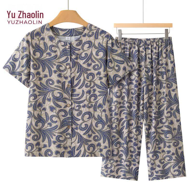 YUZHAOLIN Elderly Women s Elegant Summer Two-Piece Set 3XL