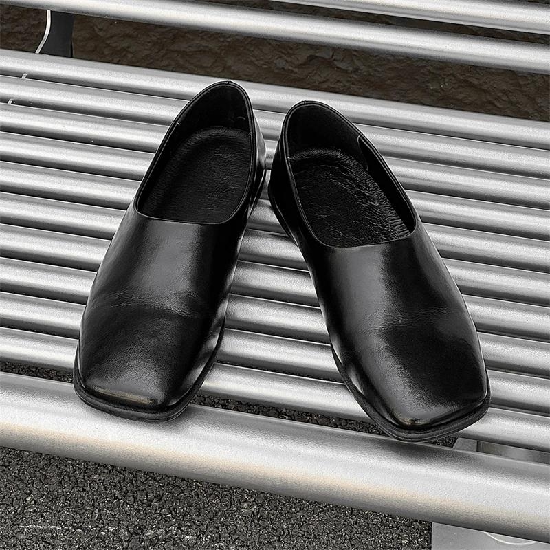 2025New Outdoor Soft Bottom Genuine Leather Office Shoes Comfy Handmad Single Shoes Men's Flat Designer Minimalist Shoes
