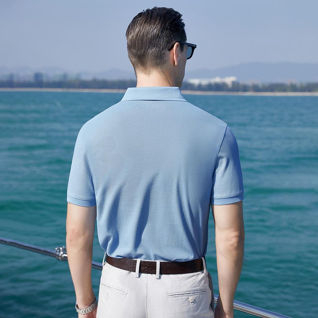 Mulberry Silk+Long Staple Cotton Men's Ice Silk Polo Shirt