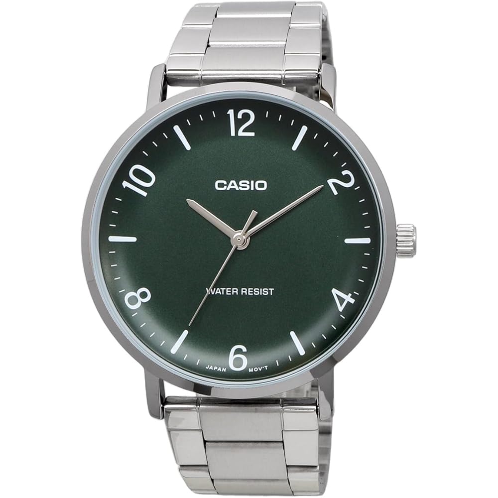 Casio MTP-VT03D-3B Quartz Men's Watch Deep Green Metal Band International Model