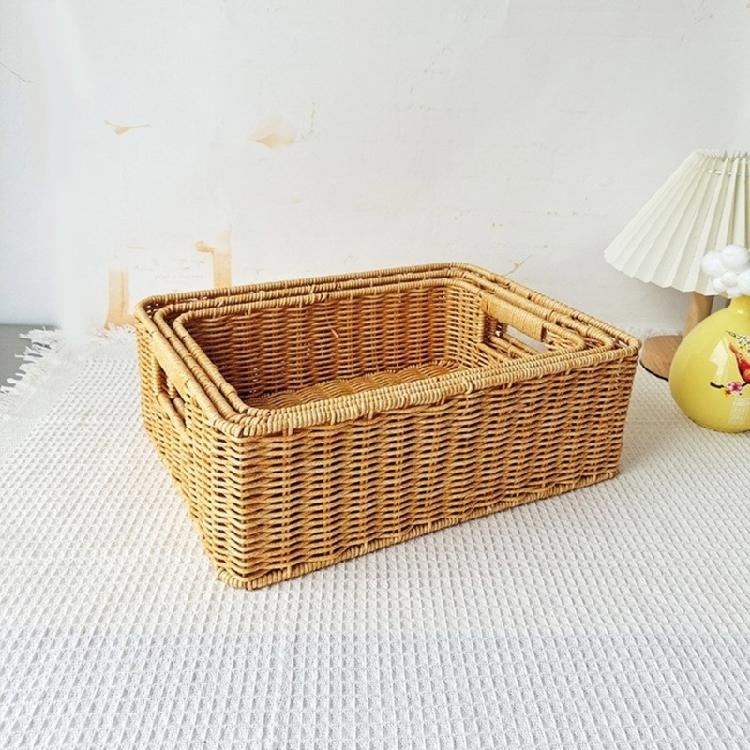 Rectangular Woven Organizers Baskets Practical Rattan Organizers Rectangular Storage Baskets for Kitchen and Home