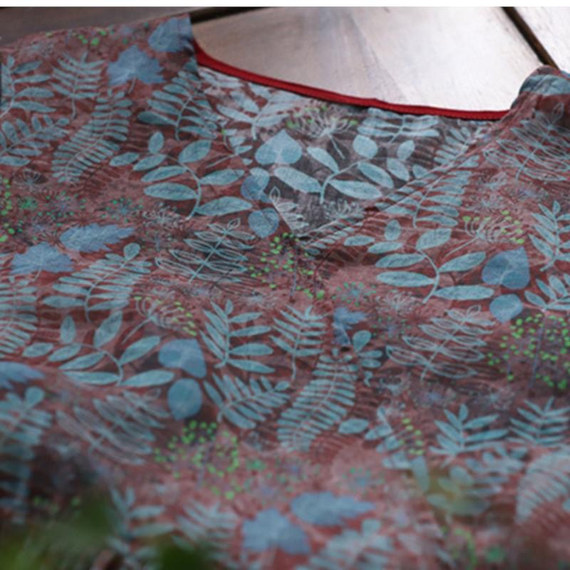 Johnature Woman Spring V-Neck Half Sleeve Casual Vintage Dress Chinese Style Casual Retro Dress