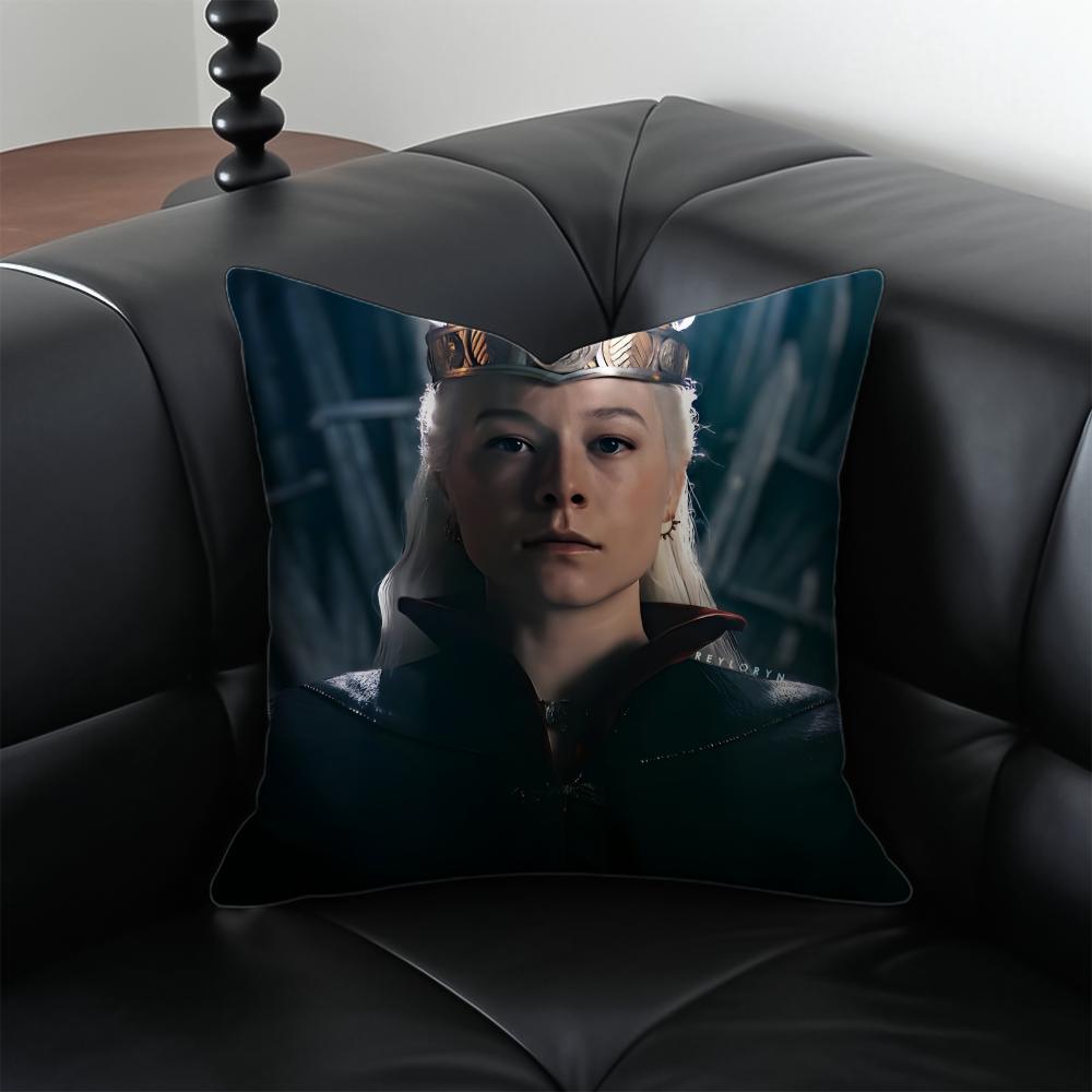 RRhaenyra Targaryen Kissen Schlag Fantasie Kissenbezug Kissenhülle Anti-Milben Unsichtbarer Reißverschluss seidiger Plüsch Kissen
