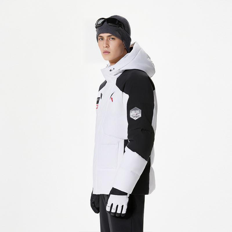 Anta Ice Armor Short Hooded Down Jacket With Letter Splicing Men Outerwear Snow-White 152347946-1