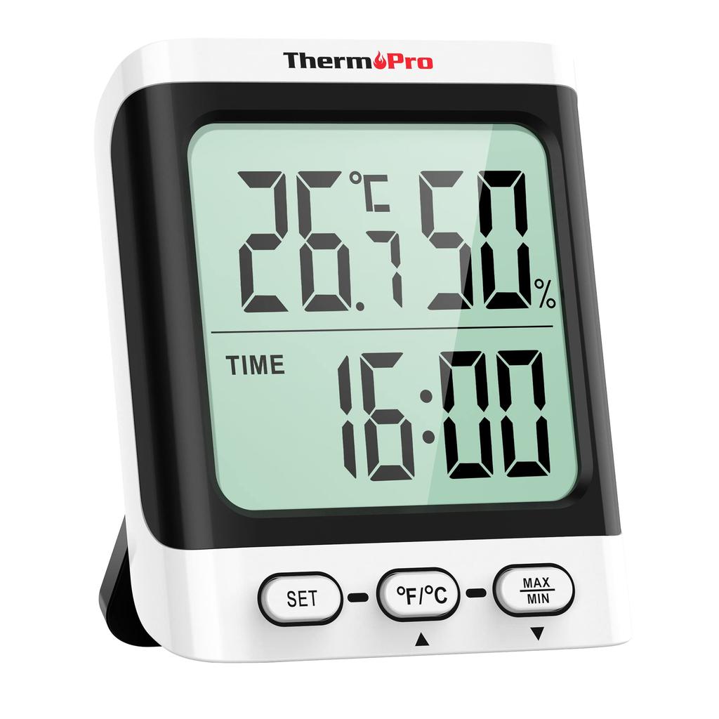 ThermoPro Thermometer und Hohe Raumtemperatur mit Großer Maximal- und Minimaltemperatur und Luftfeuchtigkeit Tischaufsteller Wand Baby Einzugsfeier TP152