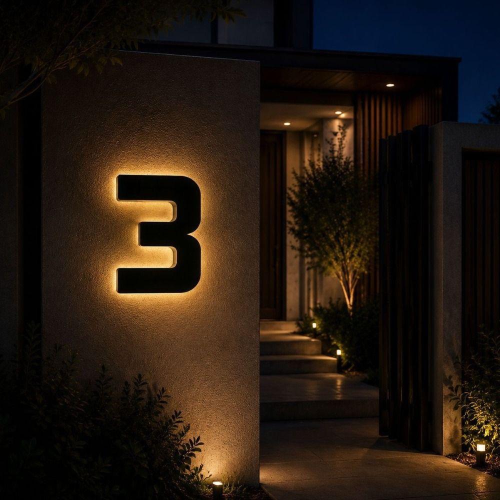 Highlighting Solar Lighted House Numbers Light 11inch Solar Digital Doorplate Yard