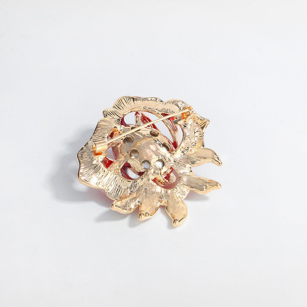 Vintage Crystal Rose Brooch Alloy Flower Pin Fashion Accessory For Women
