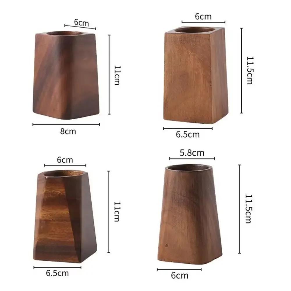 Vintage Wood Pen Holder Minimalist Large-capacity Pen Container Portable Desktop Stationery Storage Barrel For School Office