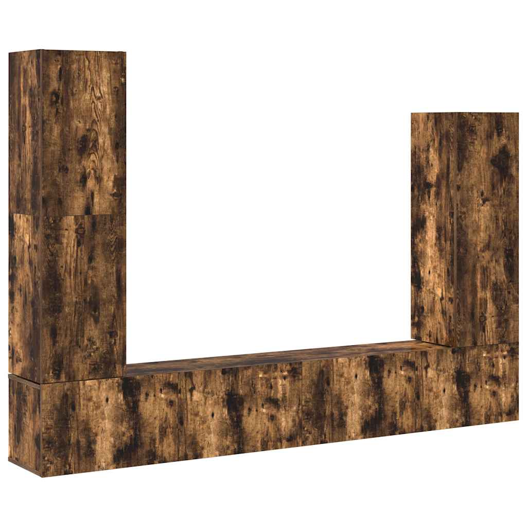 4 piece TV cabinet set smoked oak effect particleboard