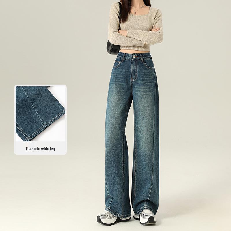 

Мешковатые женские джинсы-палаццо - Ретро американский пэчворк, Свободный крой, Длина в пол для осени и зимы. XX-Large