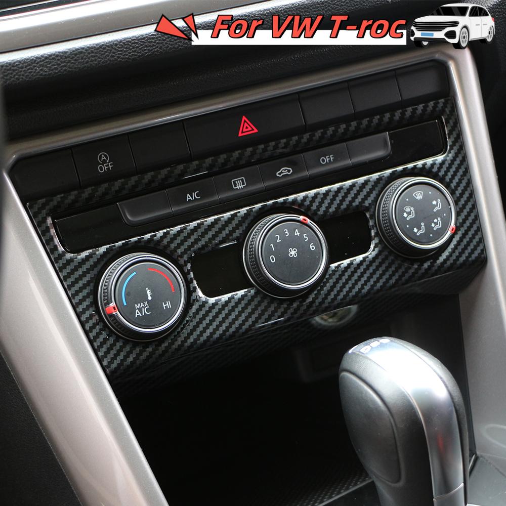 Car Center Console AC Knob Panel Sticker Cover Trim for Volkswagen VW T-ROC Troc 2018 - 2023 Stainless Steel Accessories
