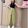 Girls' Pants Summer Children's Ice Silk Mosquito Proof Pants Summer Clothes Long Pants Sun Protection Thin Design Drawstring Cuffs