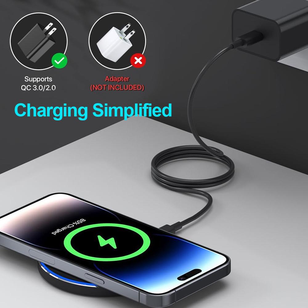 15W Circular Wireless Fast Charger with 1m Type-C Cable 35W Portable Desktop Charger