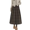 long flared checkered plus sizes elastic flattering everyday Women's skirt, pattern, A-line, available, waistband, fit, casual, wear, spring, autumn.