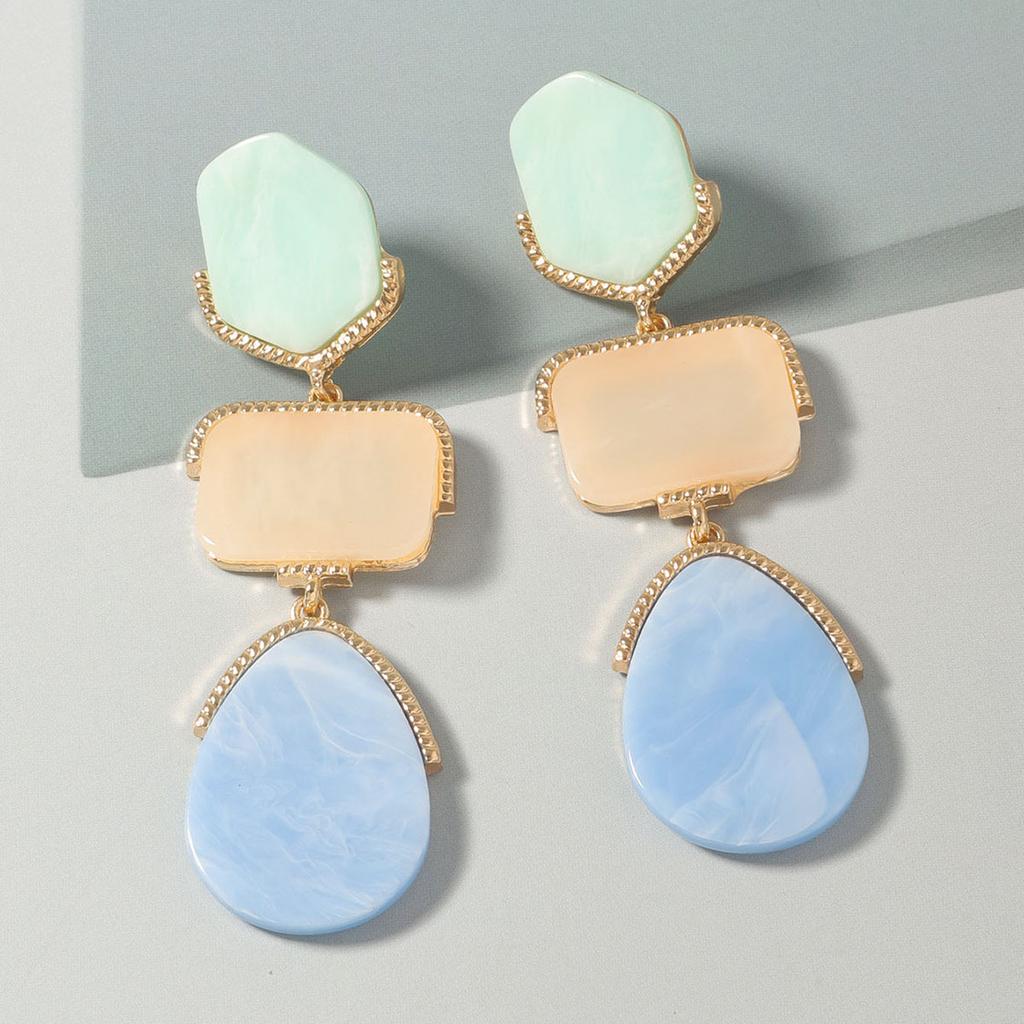 Bohemian Dopaminfarbe Acetat Harz Legierung Wassertropfen Lange Ohrringe