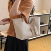 Vintage Woven Leather Tote Bag With Matching Pouch Large Capacity Shoulder Bag For Work Daily Commute Retro Casual Underarm Bag