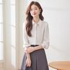 Women's Long-Sleeve Business Casual Lace Trim Shirt