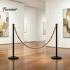 Rope with Metal Hooks 1/1.5/2M Natural Braided Jute Rope, Heavy Duty Woven Twine Barrier for Crafts, Queue Crowd Control