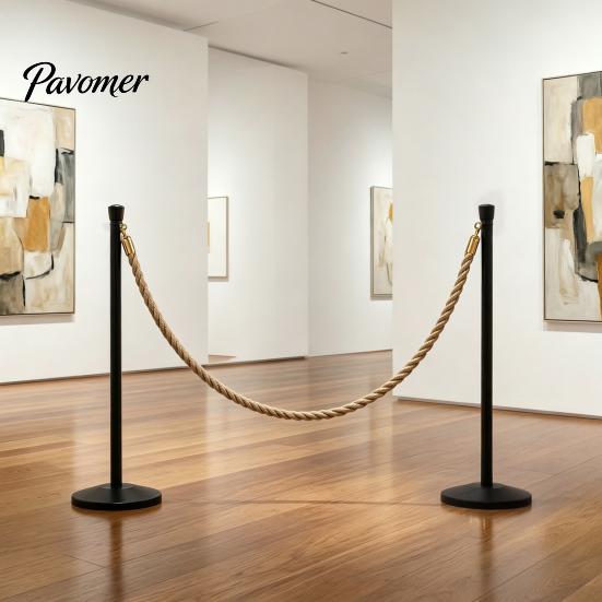 Rope with Metal Hooks 1/1.5/2M Natural Braided Jute Rope, Heavy Duty Woven Twine Barrier for Crafts, Queue Crowd Control