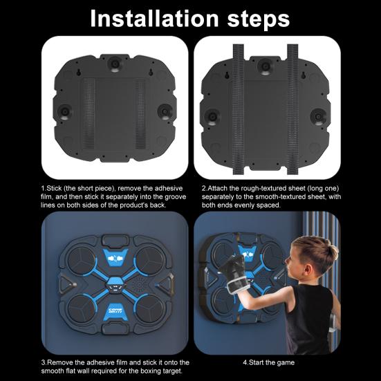 Máquina de Boxeo Musical Montada en la Pared Objetivo de Boxeo Compatible con Bluetooth con Modos de Contador de Golpes LED Entrenador Electrónico de Boxeo Ajustable Almohadilla de Golpeo