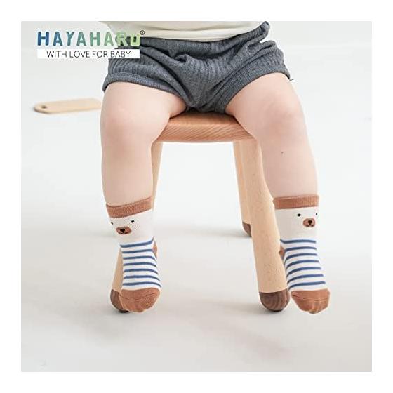 [HAYAHARU] Baby Socks, Anti-Slip, Children's Socks, Animal Pattern, Cute, Comfortable Room Socks, Kids Socks, Soft, Set of 5 Pairs, Ages 0-5