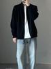 Men's Korean Style Double Zipper Stand Collar Knit Cardigan Jacket for Autumn and Winter Casual Wear