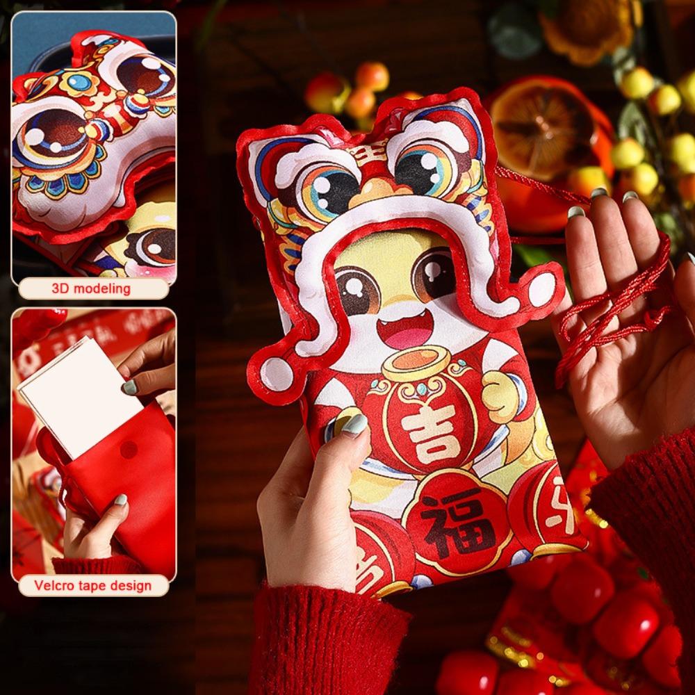 Cute Cloth Red Envelope Bag Creative 3D Dragon Shoulder Bag Cartoon Crossbody Capable Red Packet Child