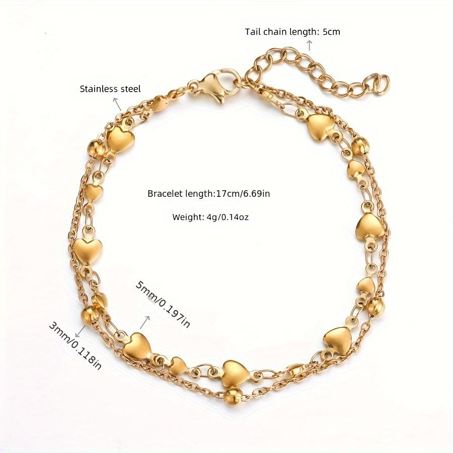 Fashionable Double-Layer Stainless Steel Women's Bracelet Minimalist Style, No Inlays, Waterproof, Suitable for Daily Wear and Gift Giving
