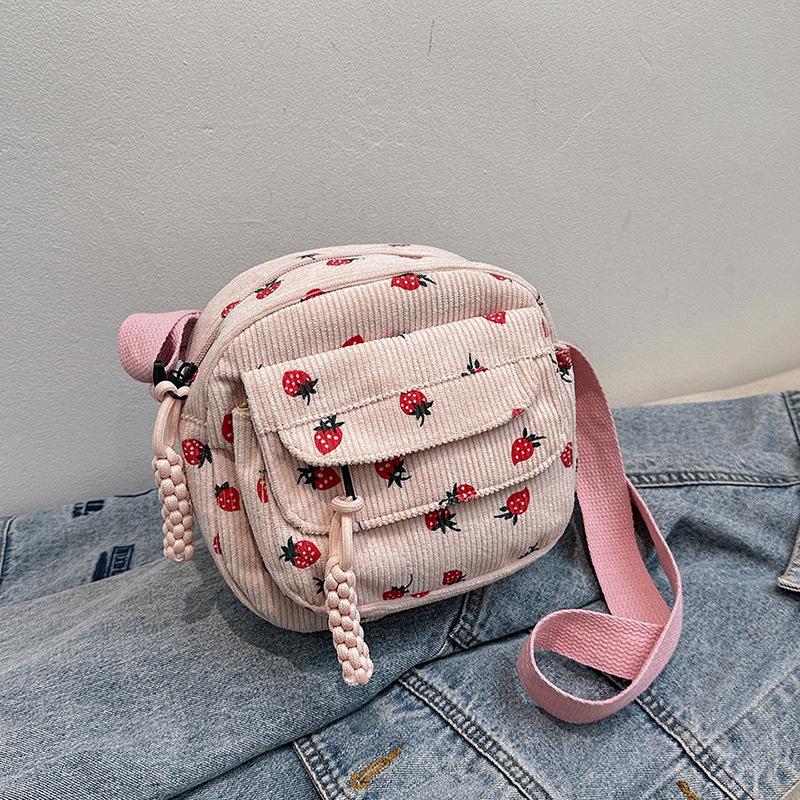 Korean Harajuku Messenger Bags Corduroy Women's Small Shoulder Bag Teenager Girl Crossbody Bag Cute Tote Student Bolsa