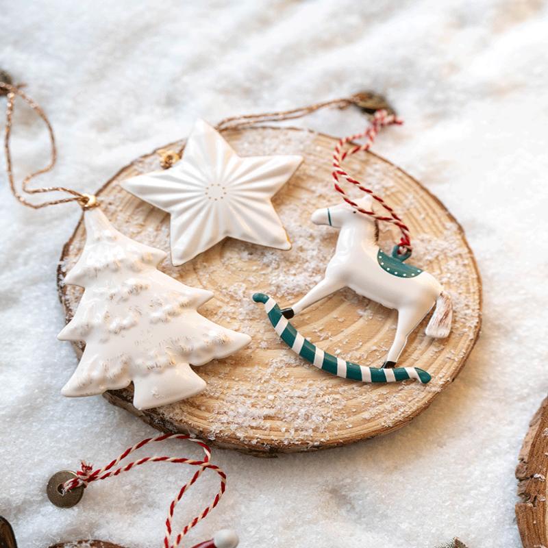 1 Set Nordic Christmas Hanging Decoration - Horse Figurines Santa Clause Ornament, Xmas Tree Pendant for Festival Party Supplies