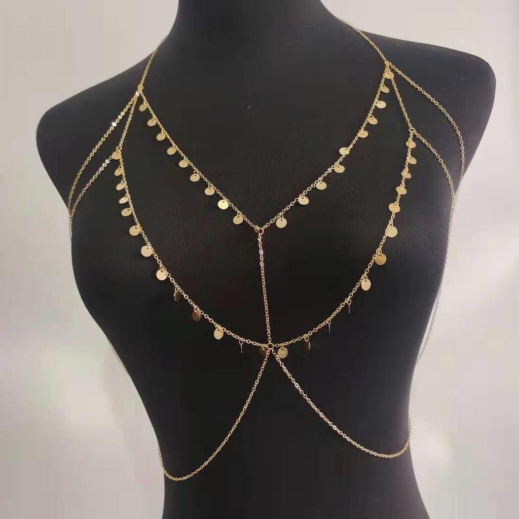 Waist chain feminine minimalist temperament sequined fringed waist bikini chest chain beach style nightclub sexy body chain