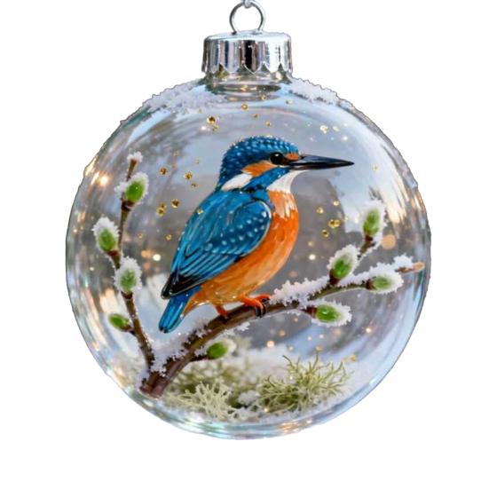 Yousheng Bird Christmas Tree Ornament Handcrafted Clear Plastic Ball Ornaments with 3D Lifelike Birds Memorial Keepsake Gifts for Holiday Home Decor