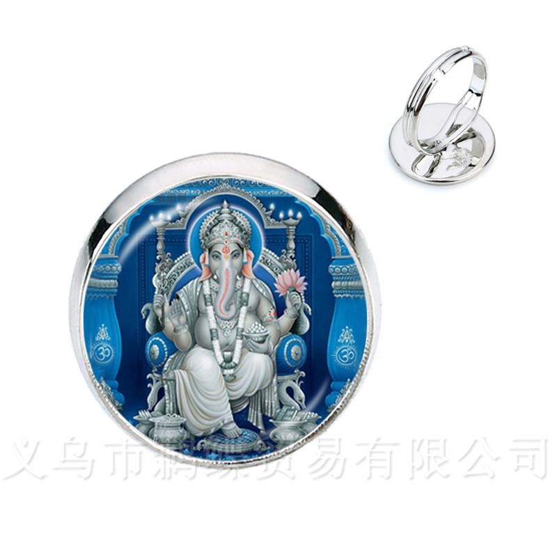 

Classic India Rings God Brahma,Vishnu, Lord Shiva Jewelry Glass Cabochon Adjustable Silver/Golden Plated Religion Jewelry Gift Resizable