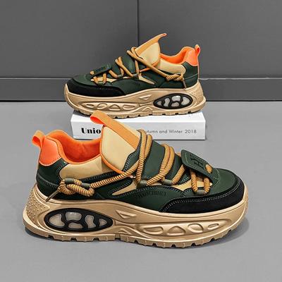 Chunky Sneaker Men Designer Sport Shoes Fashion Casual Microfiber Leather Fabric Breathable Height Increased Flat Platform Shoes
