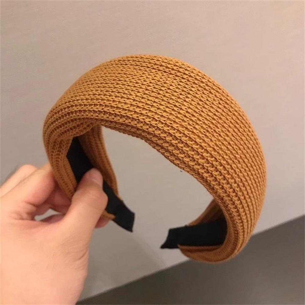 

Knitted Wide Headband Solid Color Hair Accessories Casual Headwear for Autumn Winter кавовий