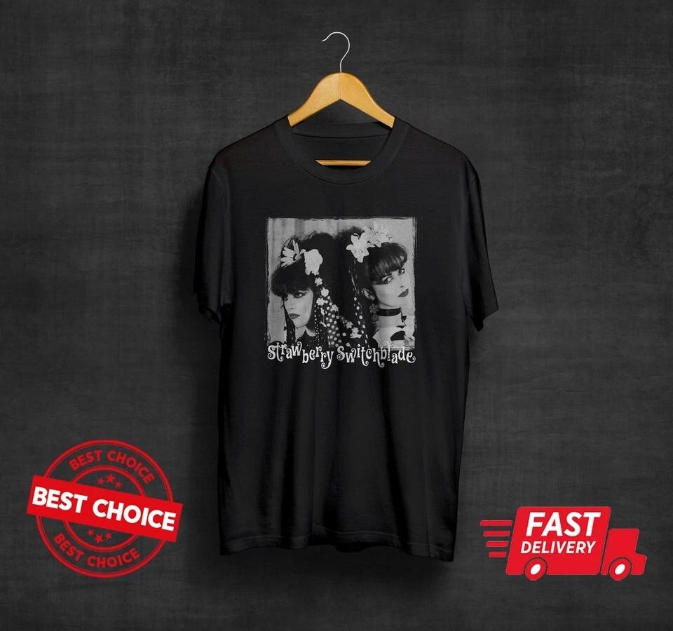 Strawberry Switchblade Black TShirt Strawberry Cotton Top S