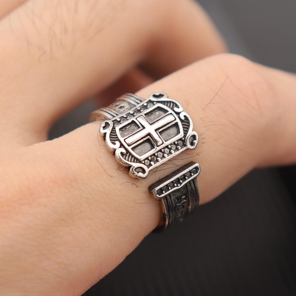 Trendy Retro Knight Shield Cross Ring Charming Men's Ring New Fashion Cross Amulet Jewelry Hip Hop Punk Accessories Party Gift