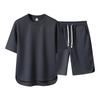 Camiseta SHOREKEEPER Masculina Manga Curta Conjunto Bainha Alta-Baixa Solta Roupa de Verão Malha Respirável Resistente a Odores Roupa Esportiva Absorvente de Umidade Confortável