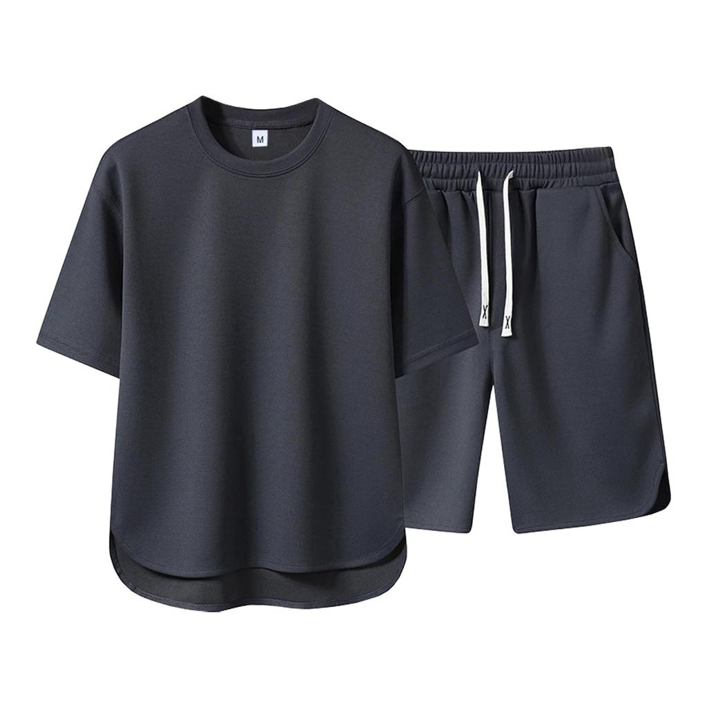 Sukinana 9oz Men's Short-Sleeve T-Shirt, Double-Yarn 100% Cotton, Thick and Durable, Big Silhouette, Drop Shoulder, Heavyweight T-Shirt, Long-Lasting
