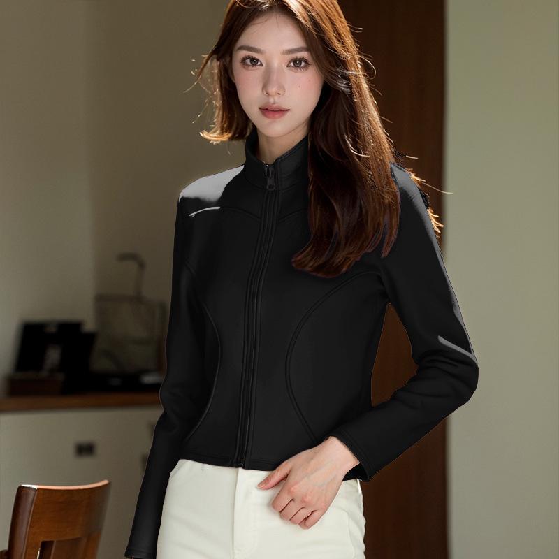 Women s Slim Fit Warm Winter Fitness Jacket - Velvet-Lined Outdoor Running & Yoga Wear L