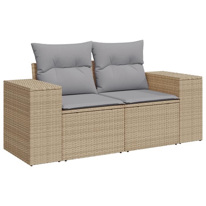 Ensemble de Canapé de jardin en Rotin Synthétique Beige de 9 pièces avec coussins, Ensemble de salle à manger de jardin 3362027