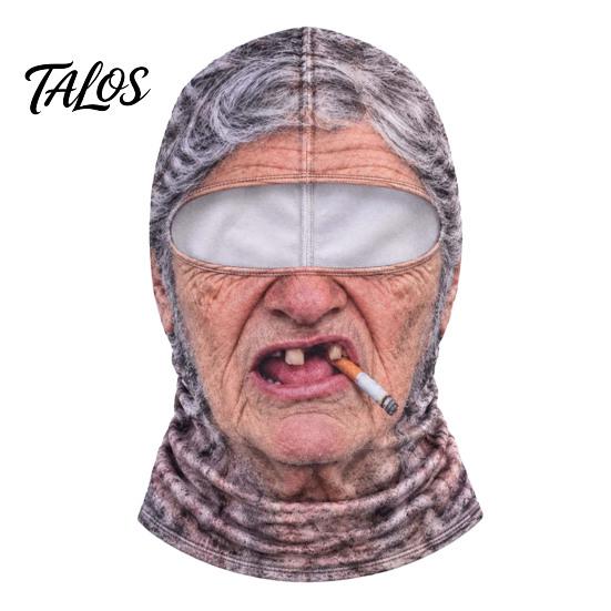Humorvolle Outdoor-Sportmaske Alter Mann Skimaske, Winterliche Lustige Vollgesichts-Balaclava mit Halsbedeckung, Realistisches Muster Cosplay-Kostüm für