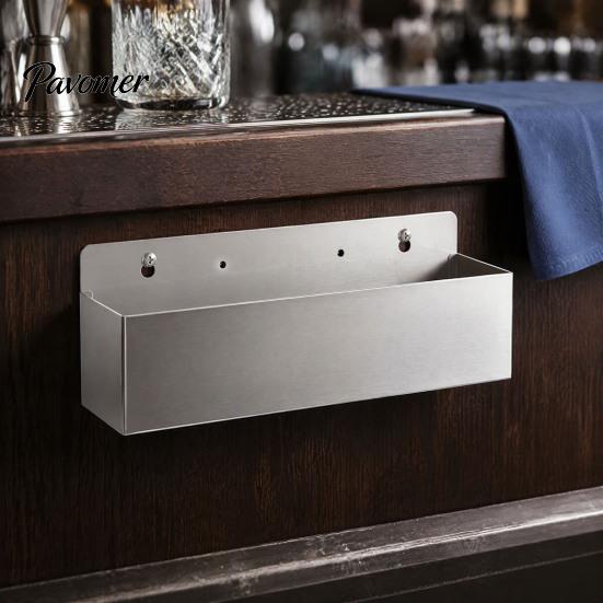 Restaurant Alcohol Display Shelf Stainless Steel Wall Mounted Liquor Bottle Rack, Single Row Drink Rail Kitchen Wine Holder Shelf, Compact Silver Rack